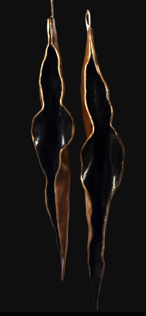 Dramatic Black & Gold Hand Sculpted Cave Shoulder Dusters - OOAK