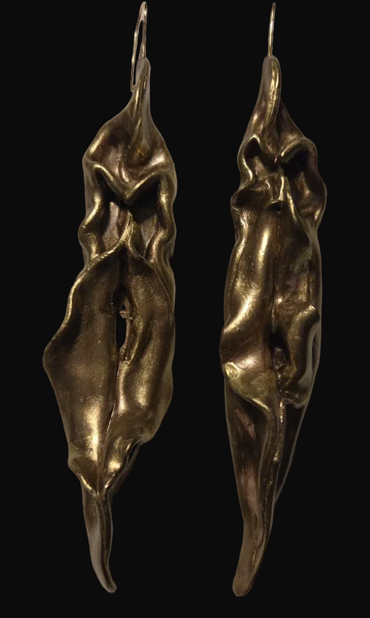 Curvaceous Freeform Sculpted 6.5" Faux Bronze Ear Adornments - OOAK