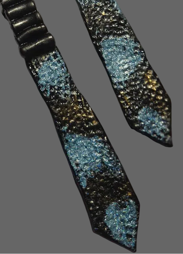 Sculpted Shoulder Duster Pierced Earrings ~ Faux Python Snake Print