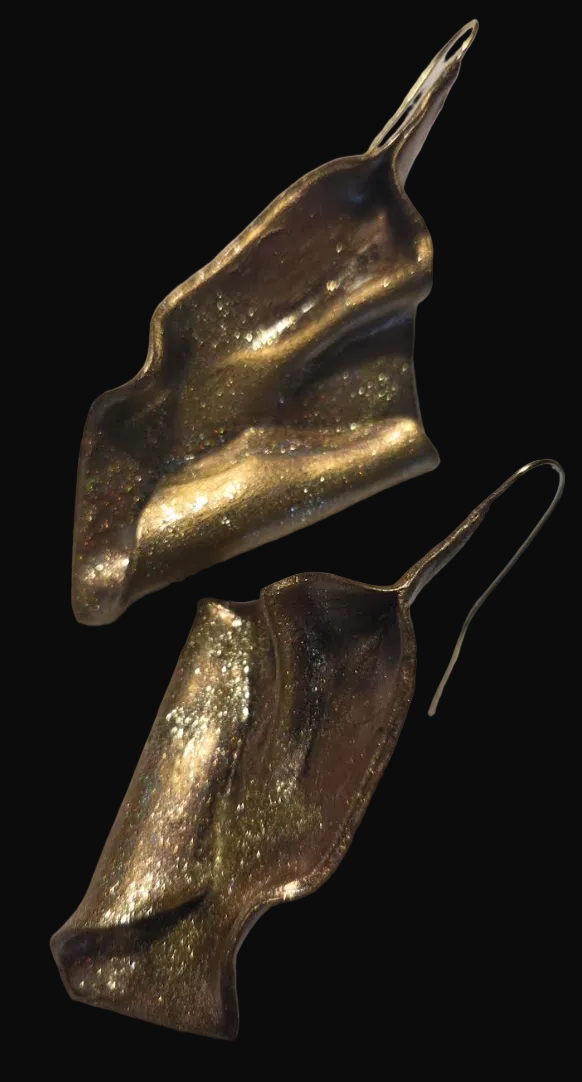 Sensuous Rose Gold Sculpted Folded Large Statement Pierced Earrings