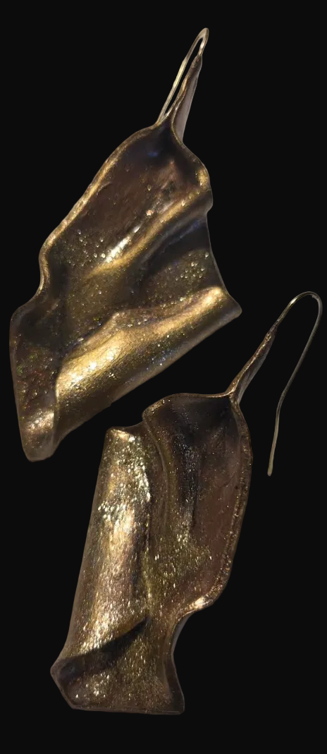 Sensuous Rose Gold Sculpted Folded Large Statement Pierced Earrings