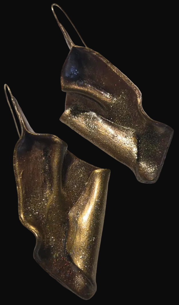 Sensuous Rose Gold Sculpted Folded Large Statement Pierced Earrings