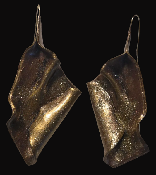 Sensuous Rose Gold Sculpted Folded Large Statement Pierced Earrings