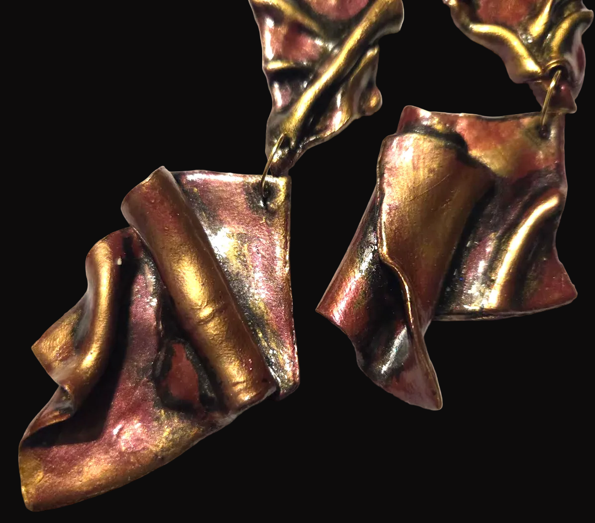 Avant Garde Metallic Garnet Sculpted Shoulder Dusters ~ Feral Glamour