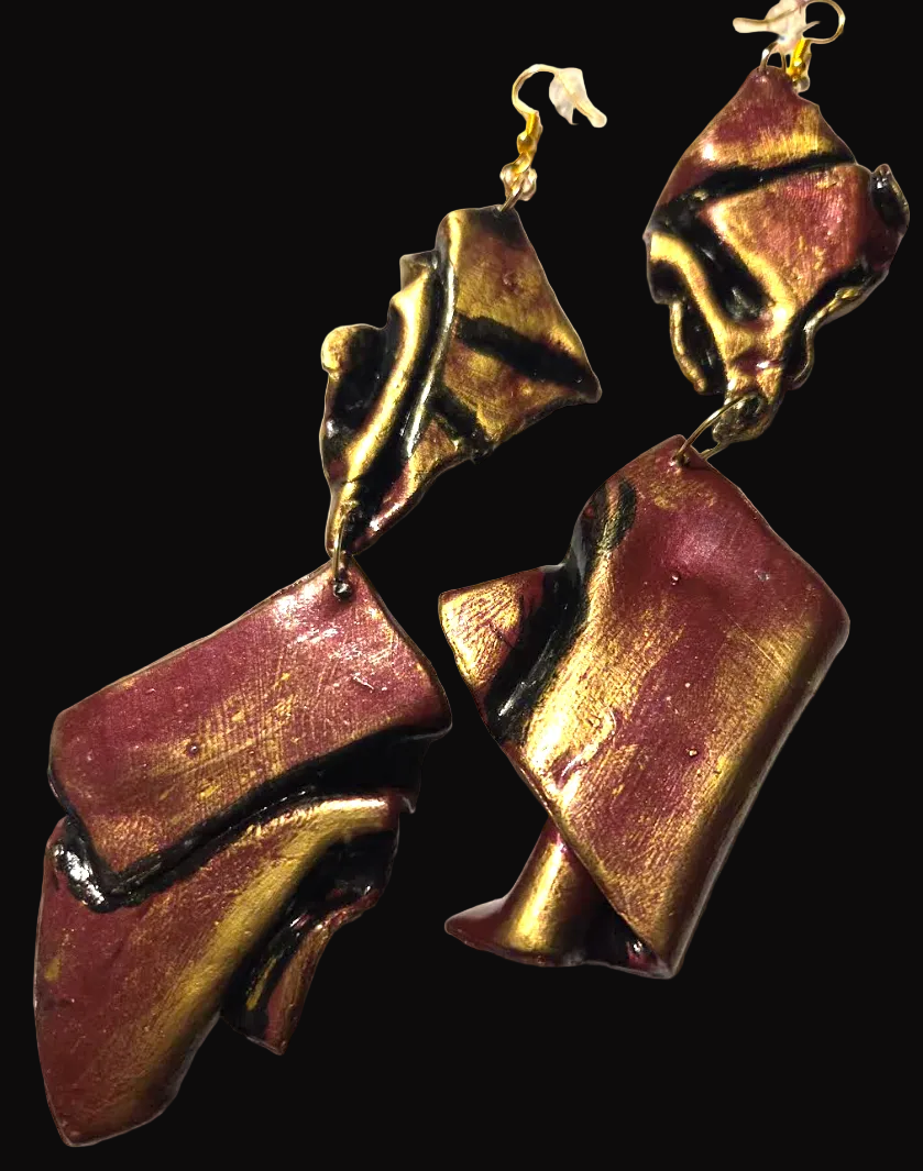 Avant Garde Metallic Garnet Sculpted Shoulder Dusters ~ Feral Glamour