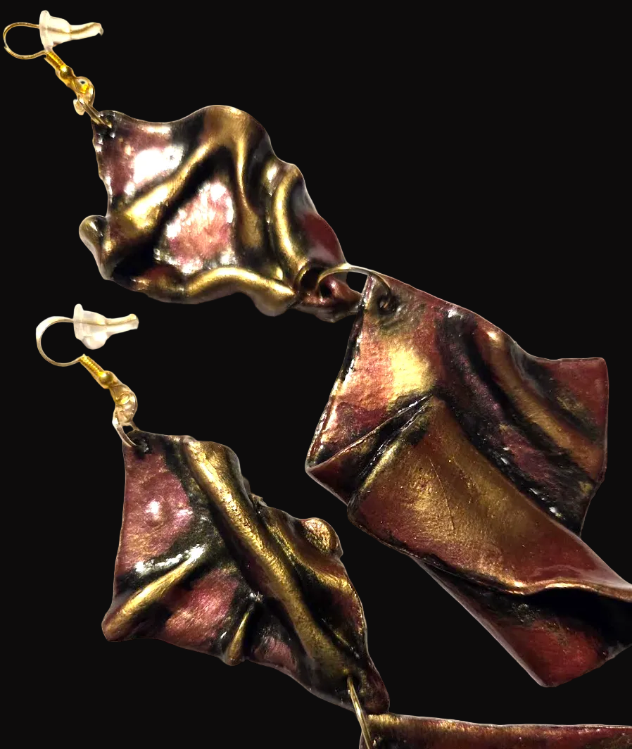 Avant Garde Metallic Garnet Sculpted Shoulder Dusters ~ Feral Glamour