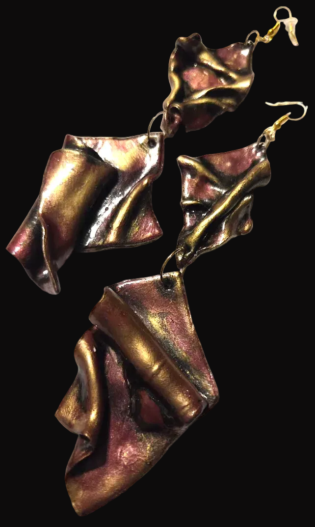 Avant Garde Metallic Garnet Sculpted Shoulder Dusters ~ Feral Glamour
