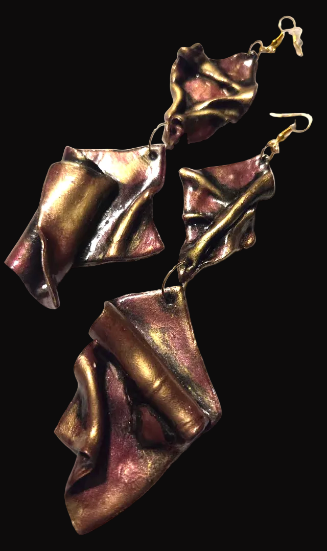 Avant Garde Metallic Garnet Sculpted Shoulder Dusters ~ Feral Glamour