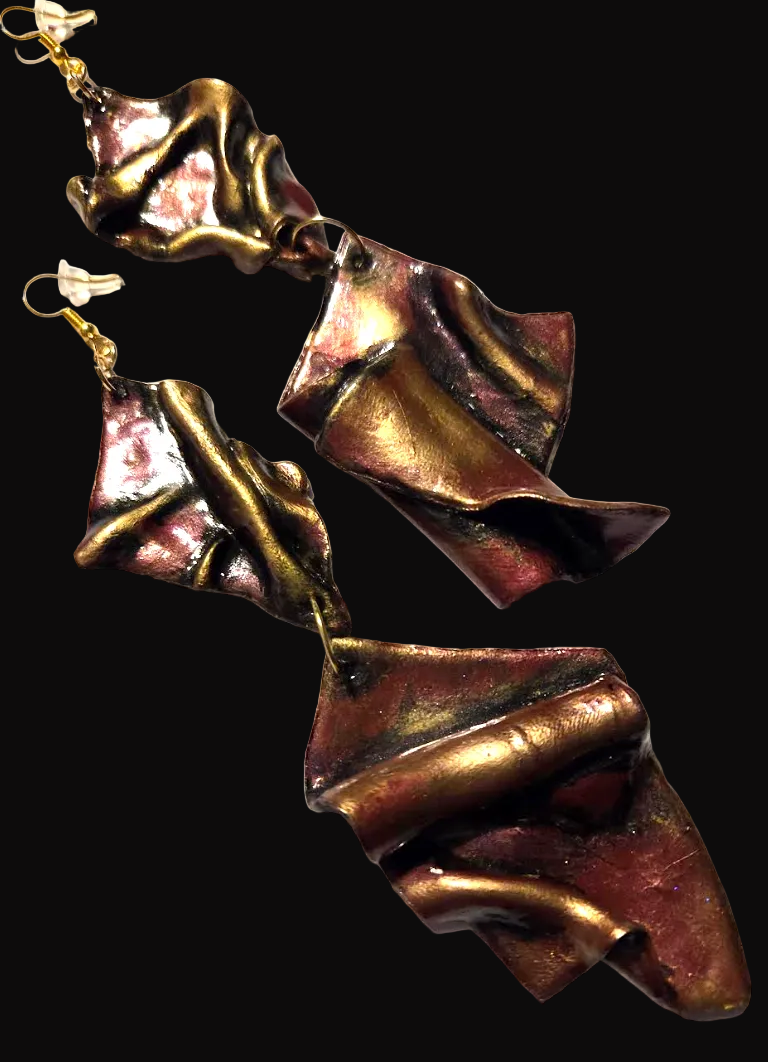 Avant Garde Metallic Garnet Sculpted Shoulder Dusters ~ Feral Glamour