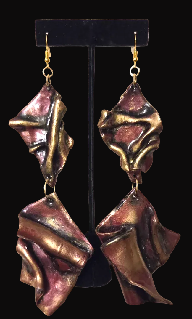 Avant Garde Metallic Garnet Sculpted Shoulder Dusters ~ Feral Glamour