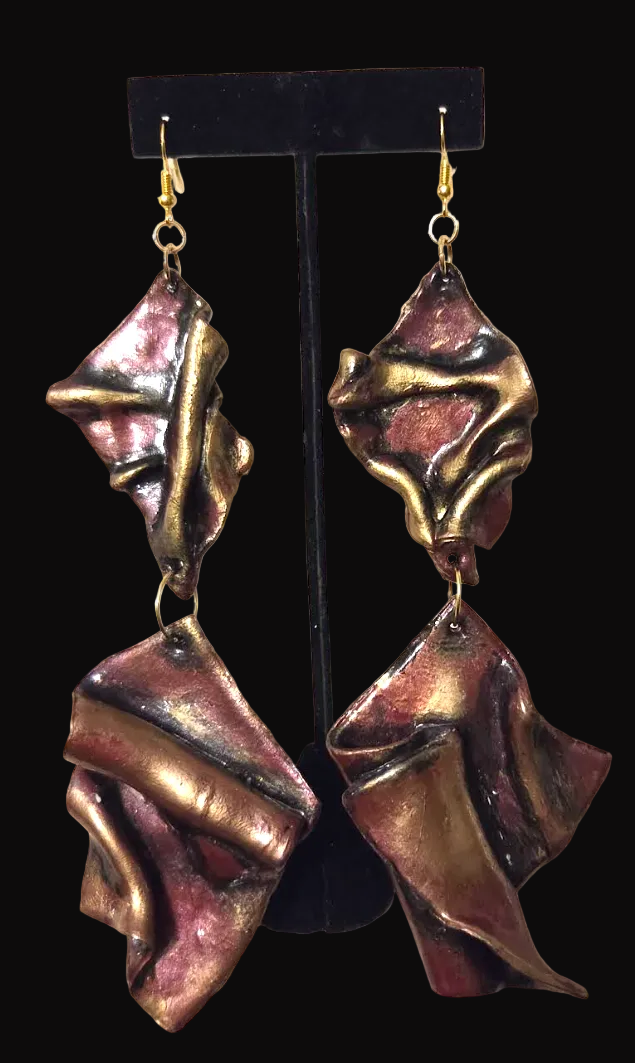 Avant Garde Metallic Garnet Sculpted Shoulder Dusters ~ Feral Glamour