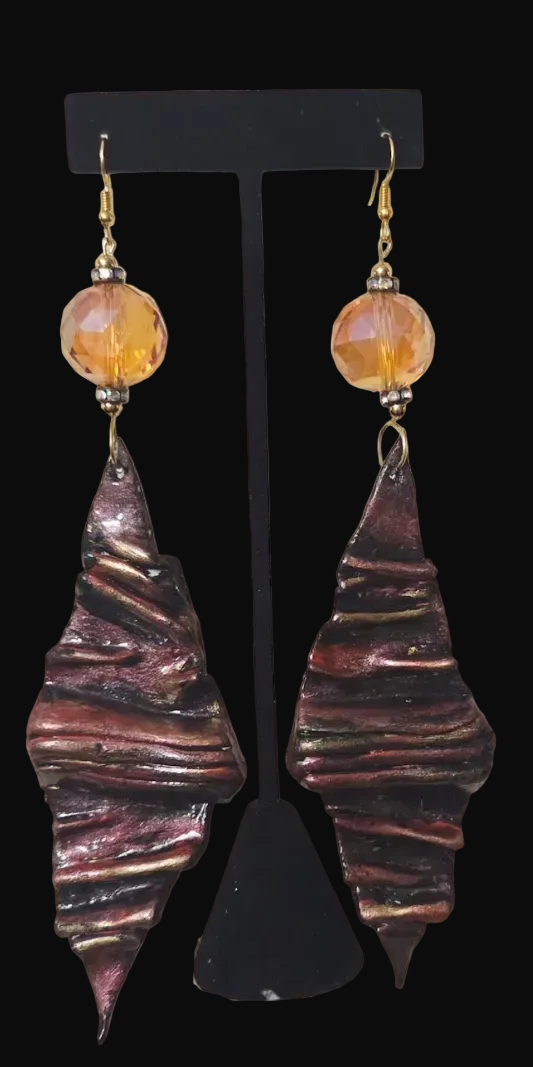 Avant Garde Folded Diamond Shoulder Duster Earrings - Crimson Red