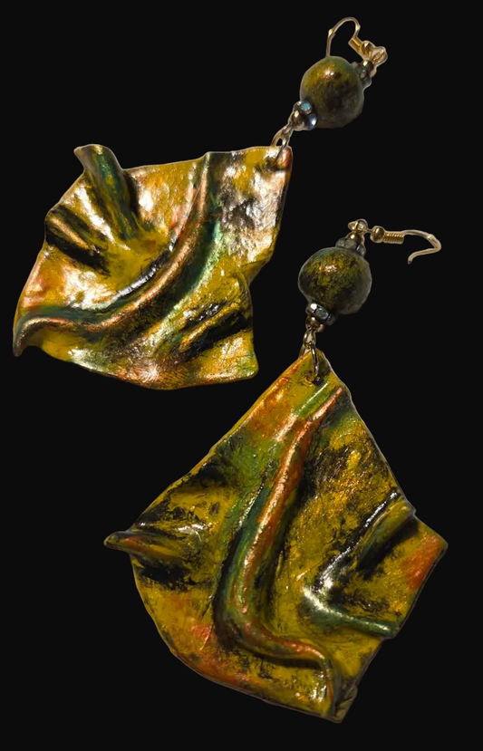 Exotic & Abstract Hand Sculpted Summer Earrings - Bold Yellow