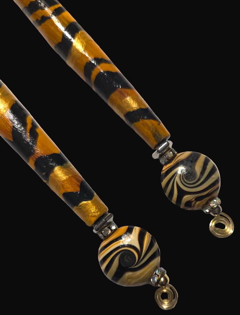 African Tribal Tiger Stripe Hair Pipe Shoulder Dusters ~ Exotic & Wild