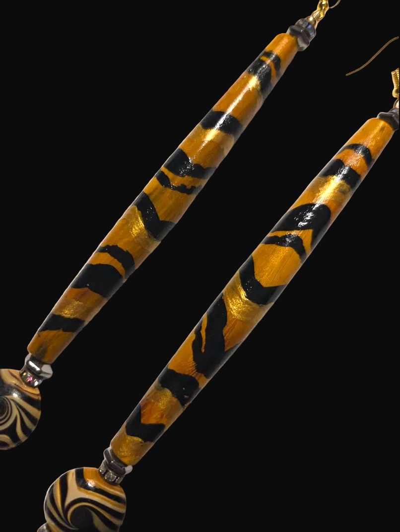 African Tribal Tiger Stripe Hair Pipe Shoulder Dusters ~ Exotic & Wild