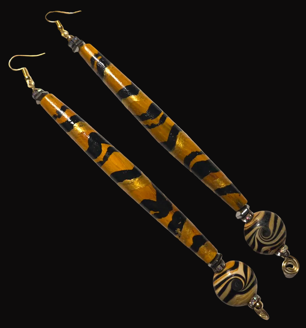 African Tribal Tiger Stripe Hair Pipe Shoulder Dusters ~ Exotic & Wild