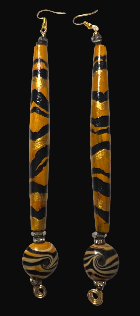 African Tribal Tiger Stripe Hair Pipe Shoulder Dusters ~ Exotic & Wild