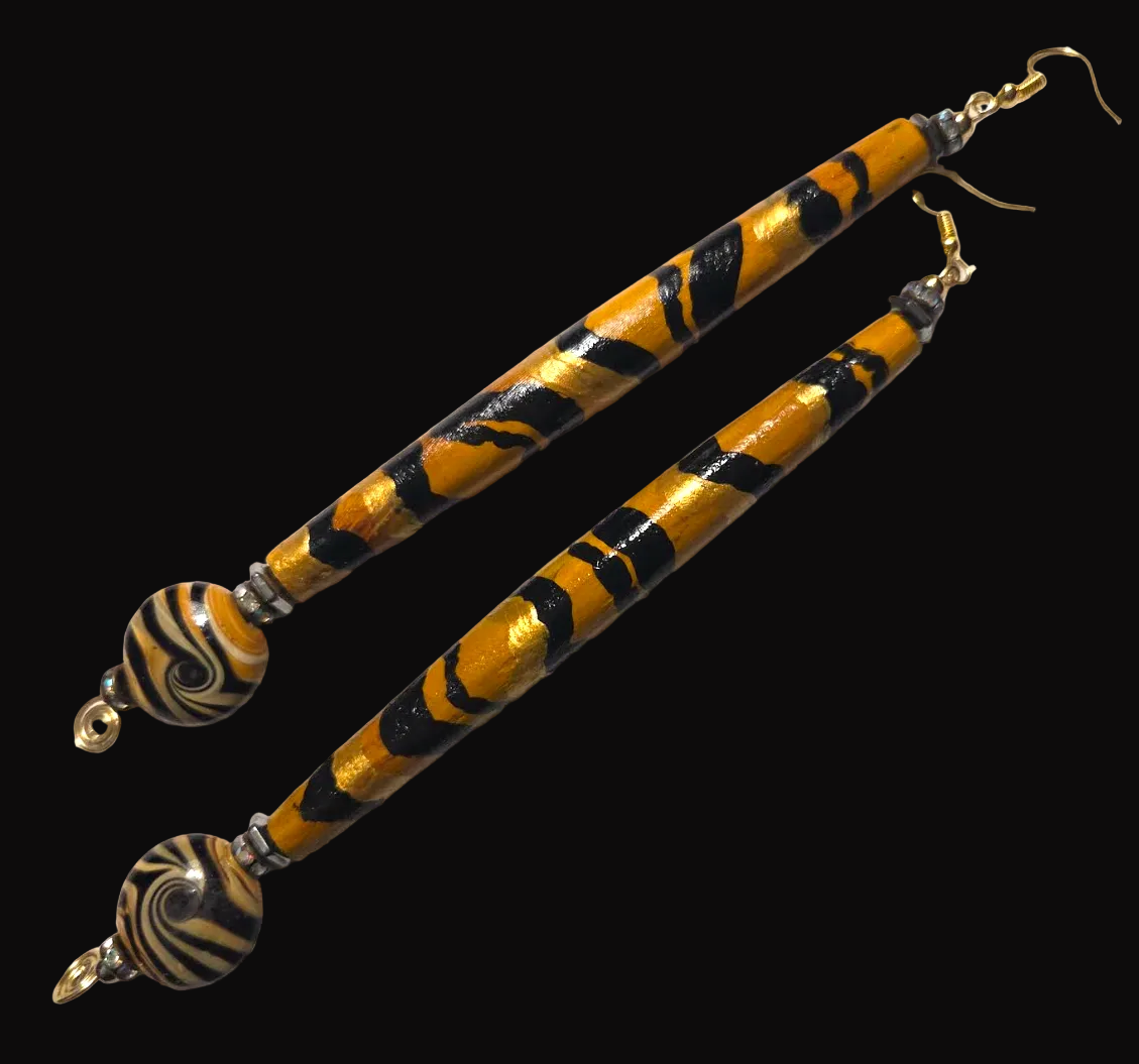 African Tribal Tiger Stripe Hair Pipe Shoulder Dusters ~ Exotic & Wild