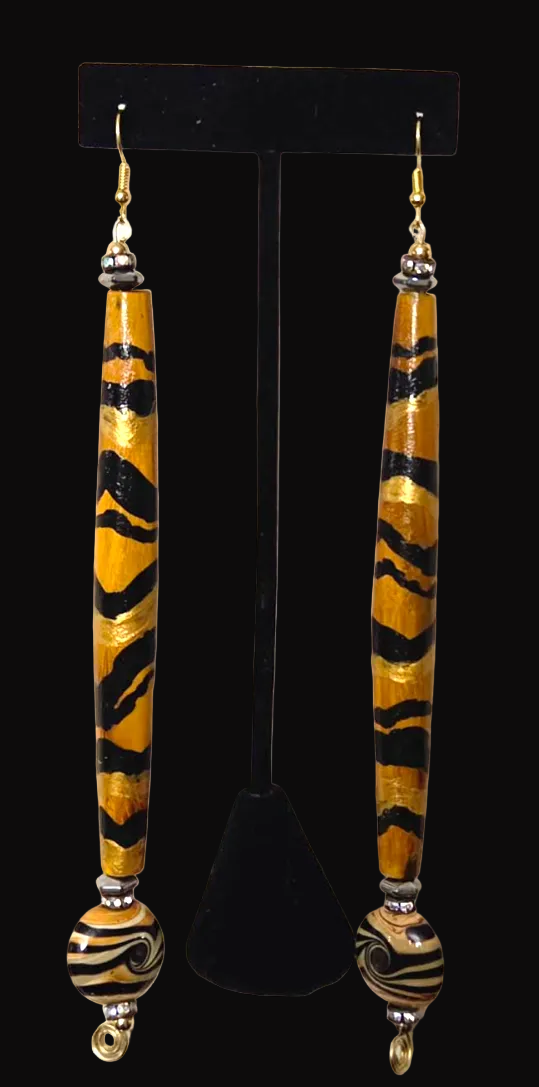 African Tribal Tiger Stripe Hair Pipe Shoulder Dusters ~ Exotic & Wild