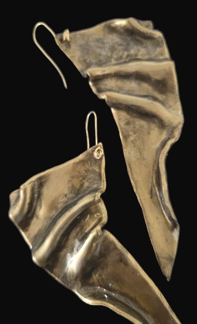 Brilliant Metallic Gold Hand Sculpted Faux Metal Wing Shoulder Dusters