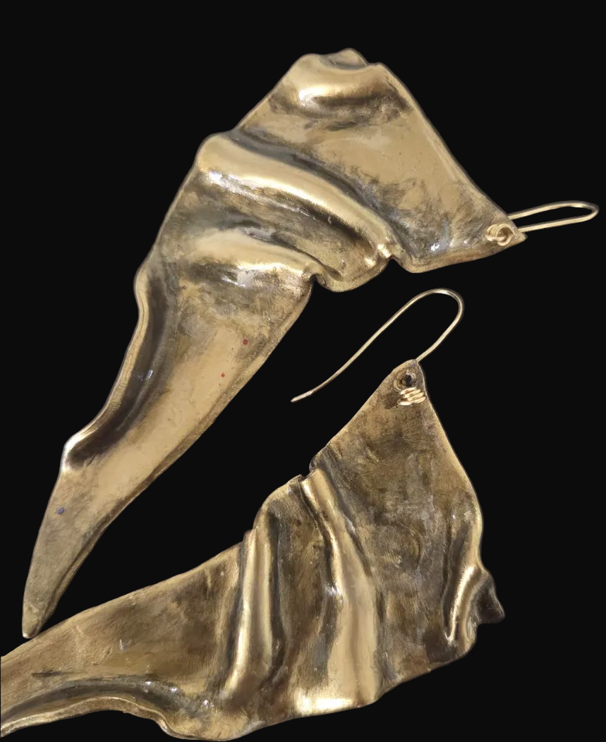 Brilliant Metallic Gold Hand Sculpted Faux Metal Wing Shoulder Dusters