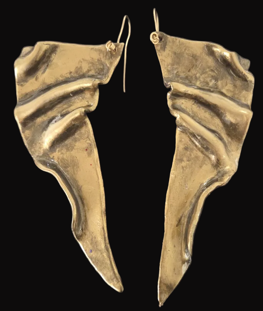 Brilliant Metallic Gold Hand Sculpted Faux Metal Wing Shoulder Dusters