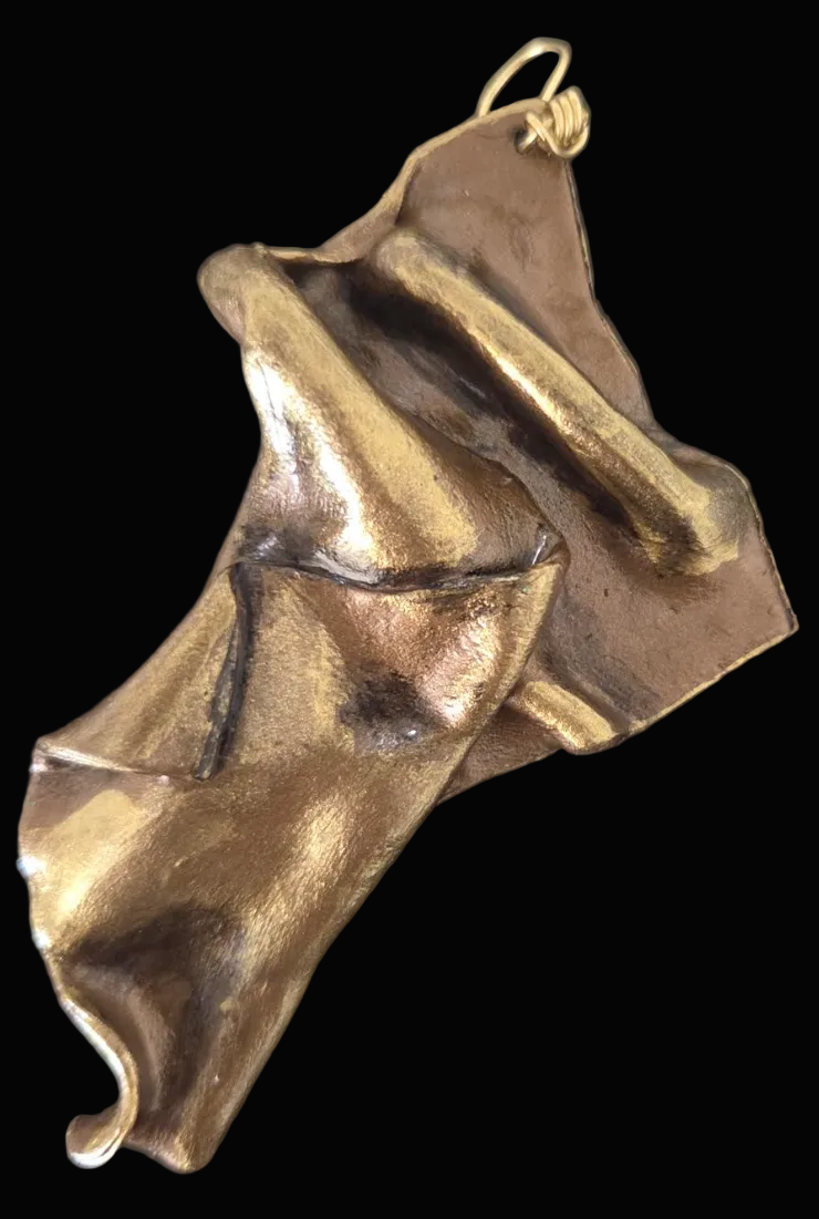 Faux Bronze Metal Hand Sculpted Avant Garde Shoulder Duster Earrings