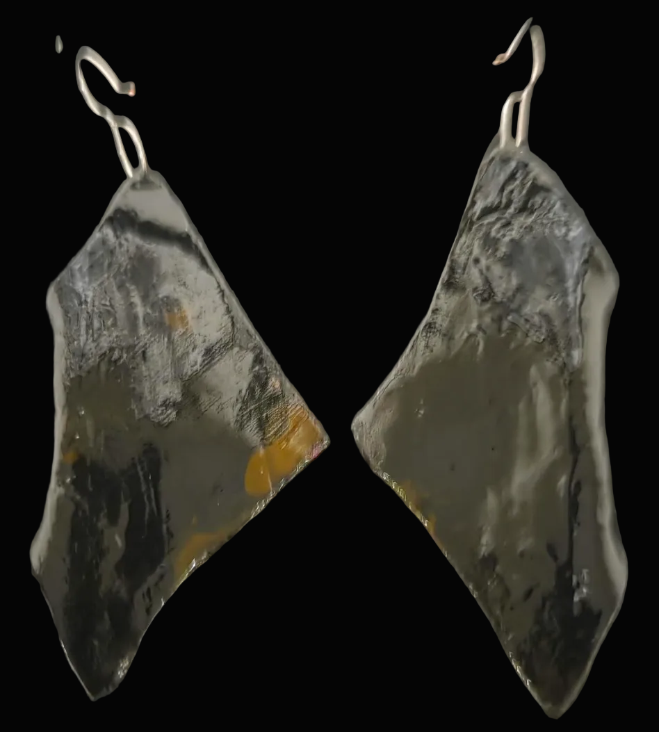 Sculpted Wing Style Pierced Earrings in Jewel Tone Alcohol Inks - Sexy