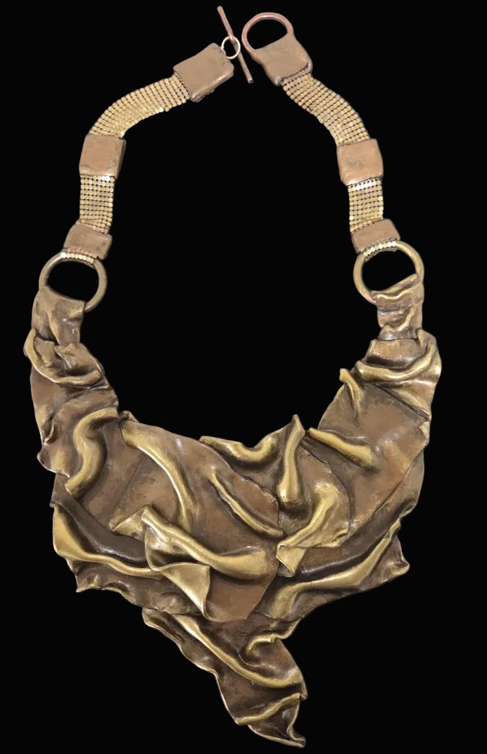 Faux Bronze Sculpted Unisex Breast Plate - Couture Statement Necklace