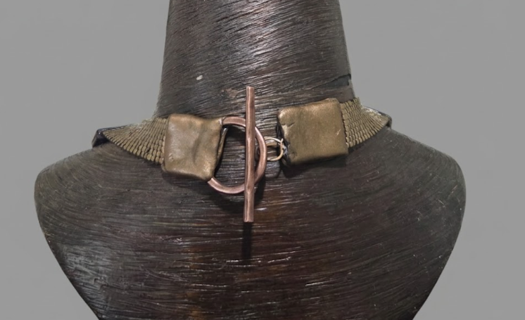 Faux Bronze Sculpted Unisex Breast Plate - Couture Statement Necklace