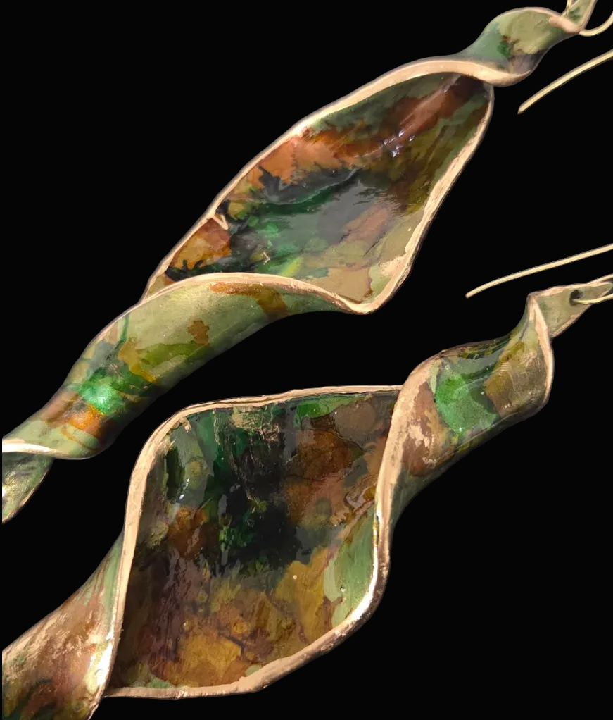 Autumn Toned Spiral Shoulder Duster Pierced Earrings - Haute Couture