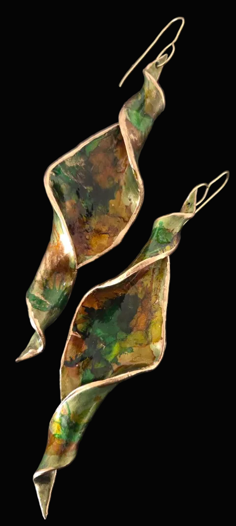 Autumn Toned Spiral Shoulder Duster Pierced Earrings - Haute Couture