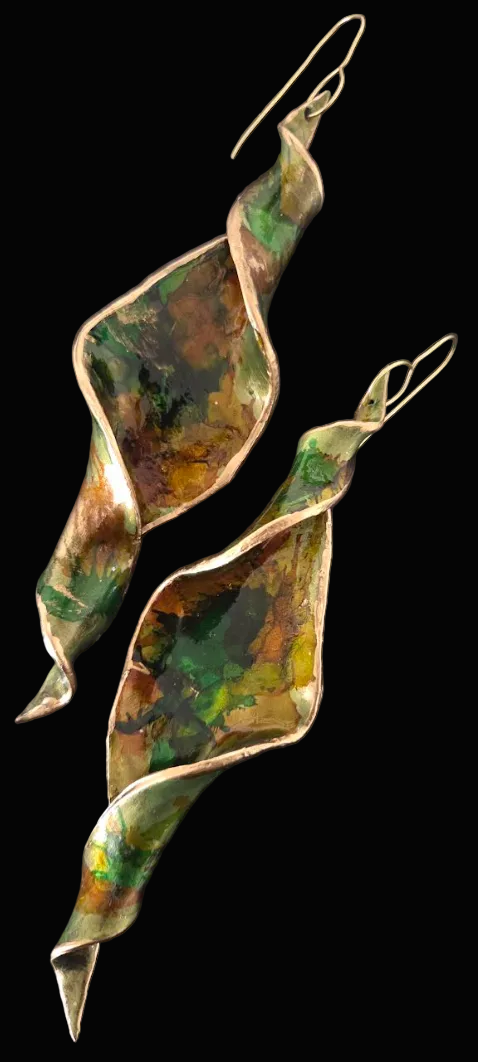 Autumn Toned Spiral Shoulder Duster Pierced Earrings - Haute Couture