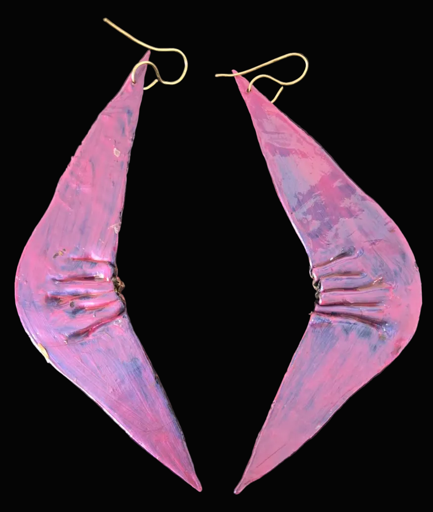Abstract Feminine Fuchsia Wing-Like Shoulder Duster Earrings - Sexy