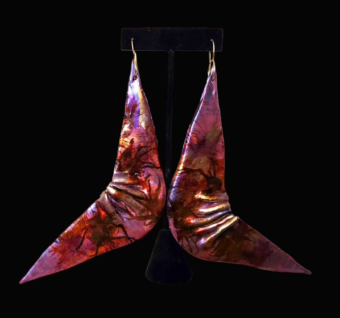 Abstract Feminine Fuchsia Wing-Like Shoulder Duster Earrings - Sexy