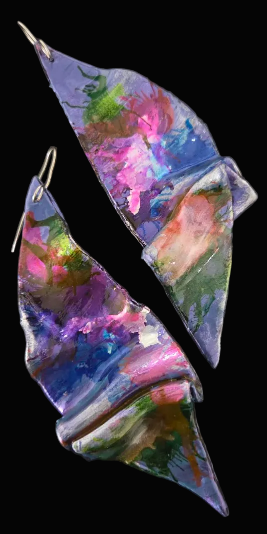 Jewel Tone Alcohol Ink Oversized Sculpted Ear Candy - Exclusive OOAK