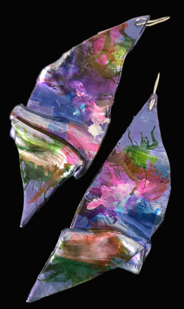 Jewel Tone Alcohol Ink Oversized Sculpted Ear Candy - Exclusive OOAK