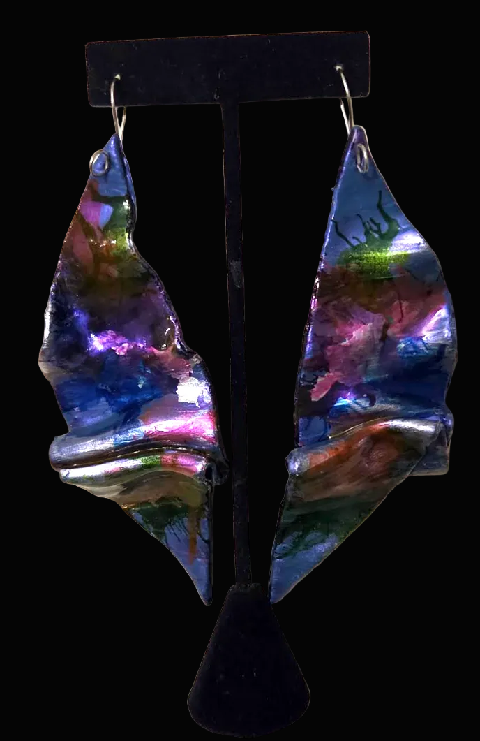 Jewel Tone Alcohol Ink Oversized Sculpted Ear Candy - Exclusive OOAK