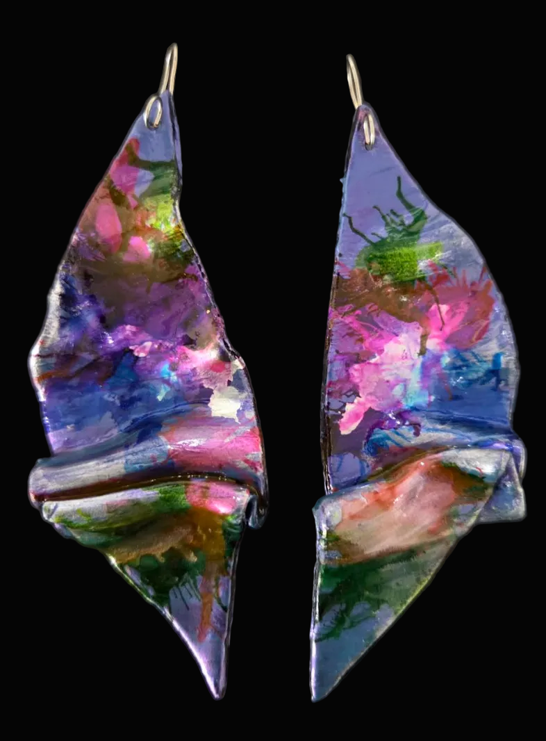 Jewel Tone Alcohol Ink Oversized Sculpted Ear Candy - Exclusive OOAK