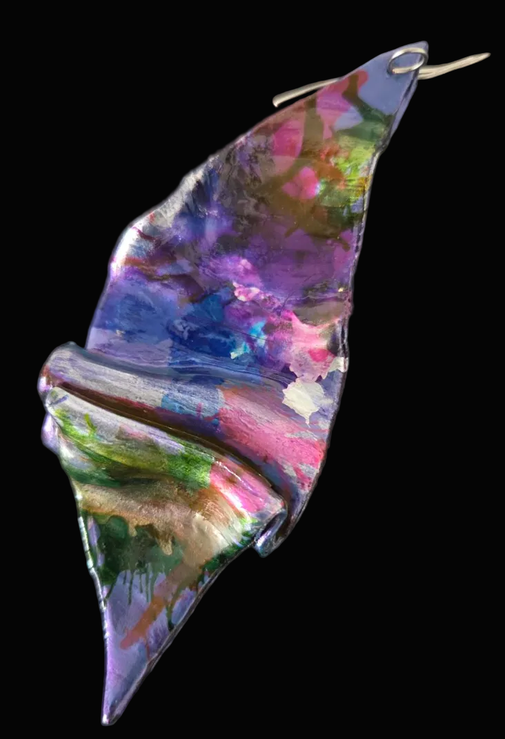 Jewel Tone Alcohol Ink Oversized Sculpted Ear Candy - Exclusive OOAK
