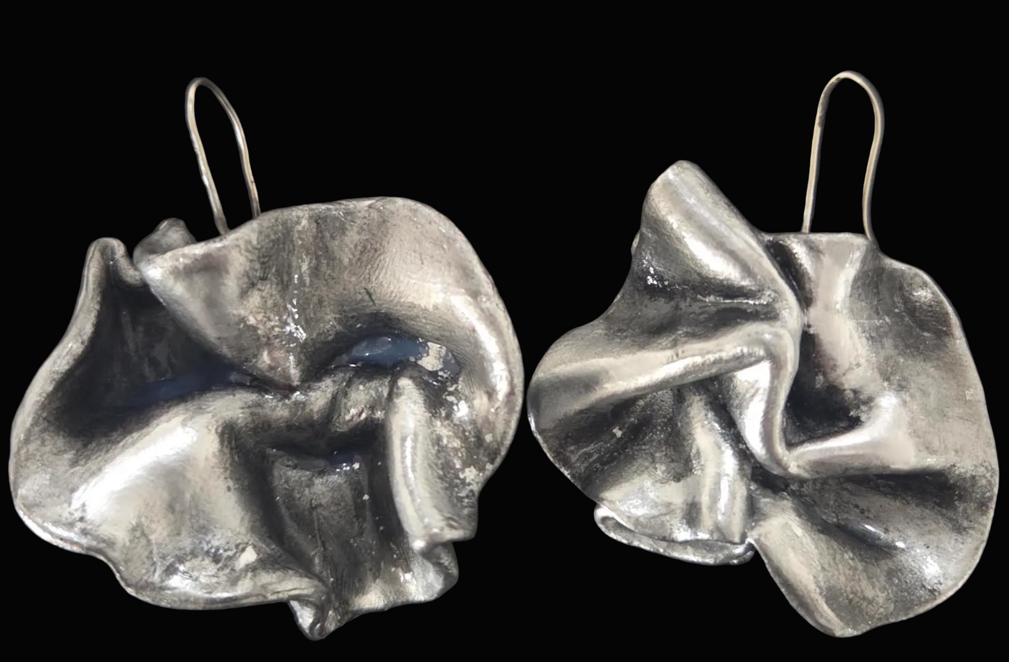 Faux Sterling Silver Abstract Orchid Haute Couture Pierced Earrings
