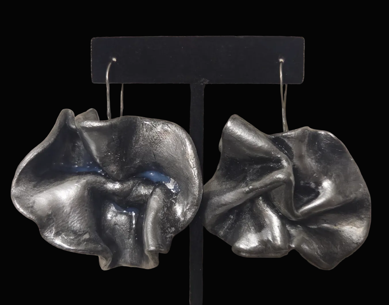 Faux Sterling Silver Abstract Orchid Haute Couture Pierced Earrings