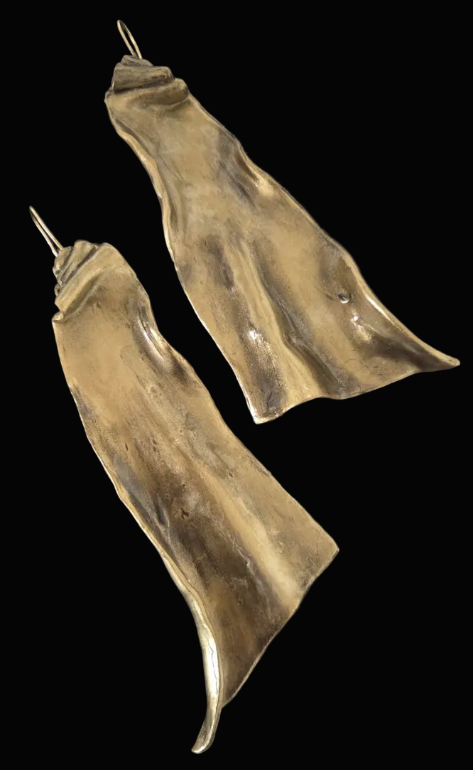 Sculpted Avant Garde Faux Gold Shoulder Duster Pierced Earrings