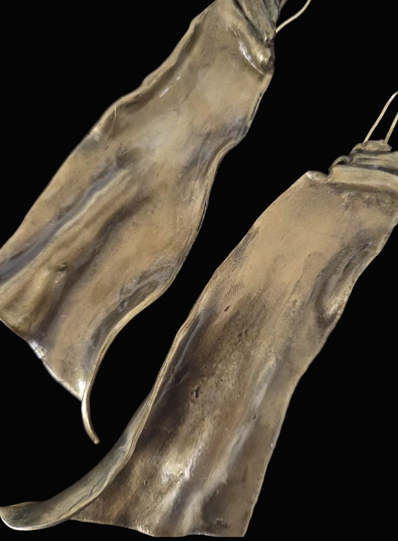 Sculpted Avant Garde Faux Gold Shoulder Duster Pierced Earrings