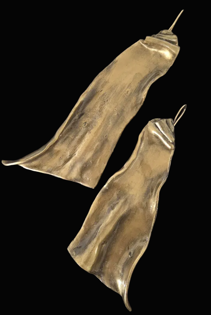 Sculpted Avant Garde Faux Gold Shoulder Duster Pierced Earrings