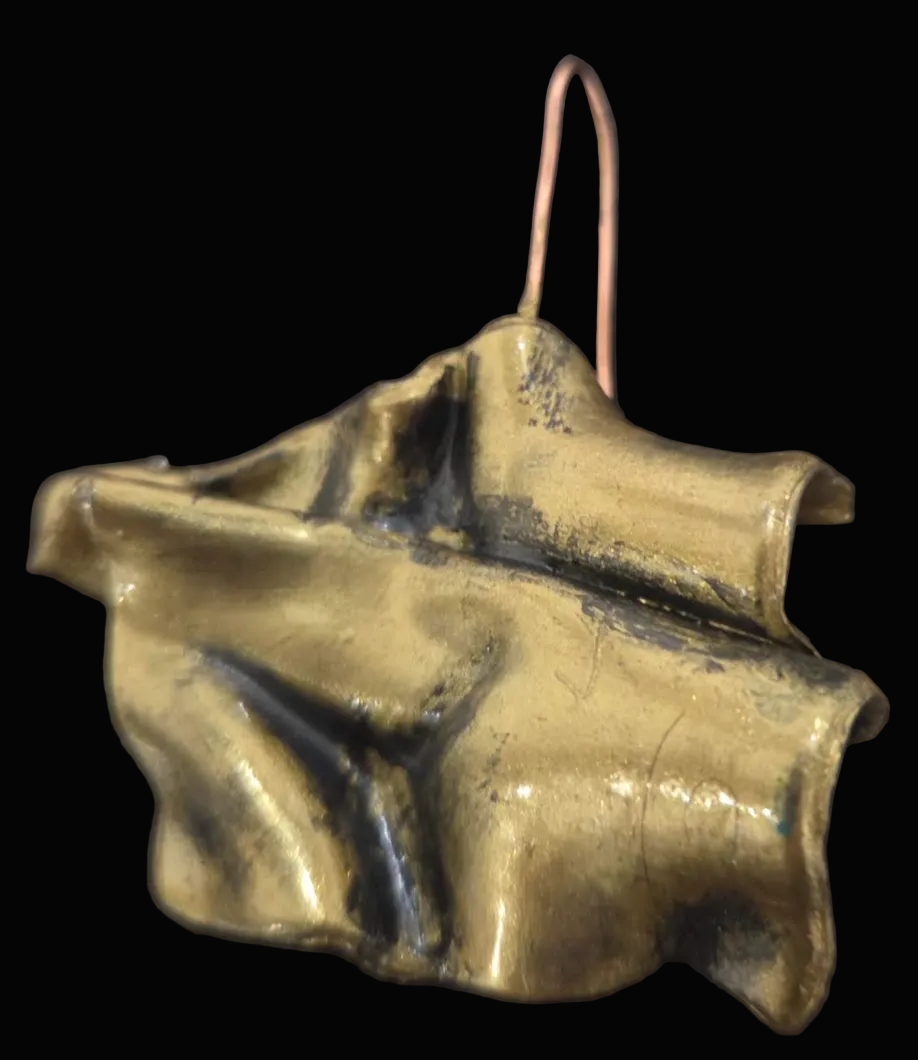 Hand Sculpted Faux Gold Architectural Pierced Earrings - Classy
