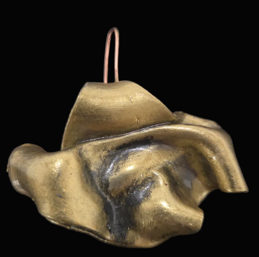 Hand Sculpted Faux Gold Architectural Pierced Earrings - Classy