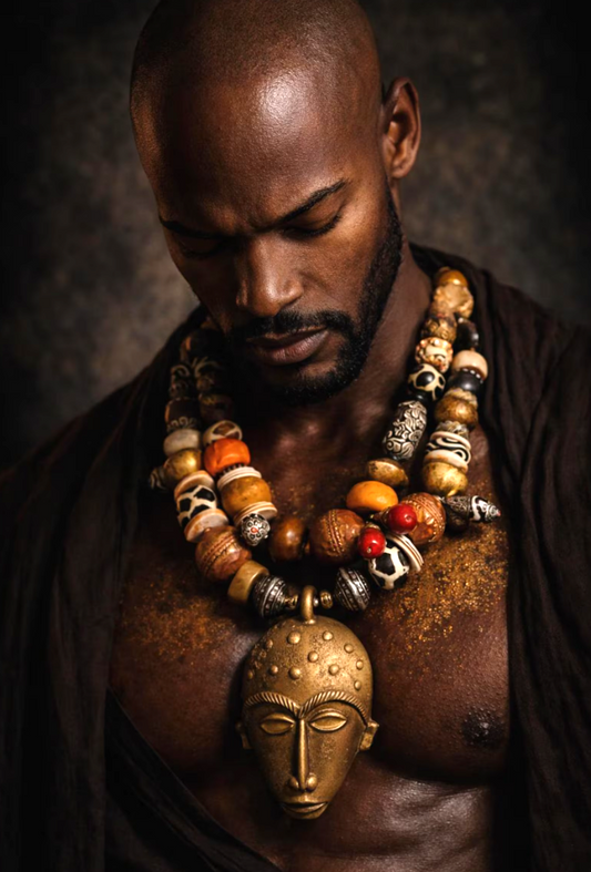 Ghana Mask Tribal Beaded Luxury Necklace - VIP Collectors