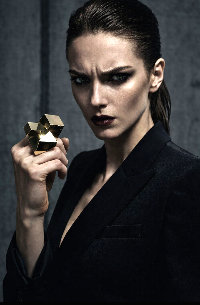Pyrite Cube Adjustable Unisex Statement Ring -  Fools Gold
