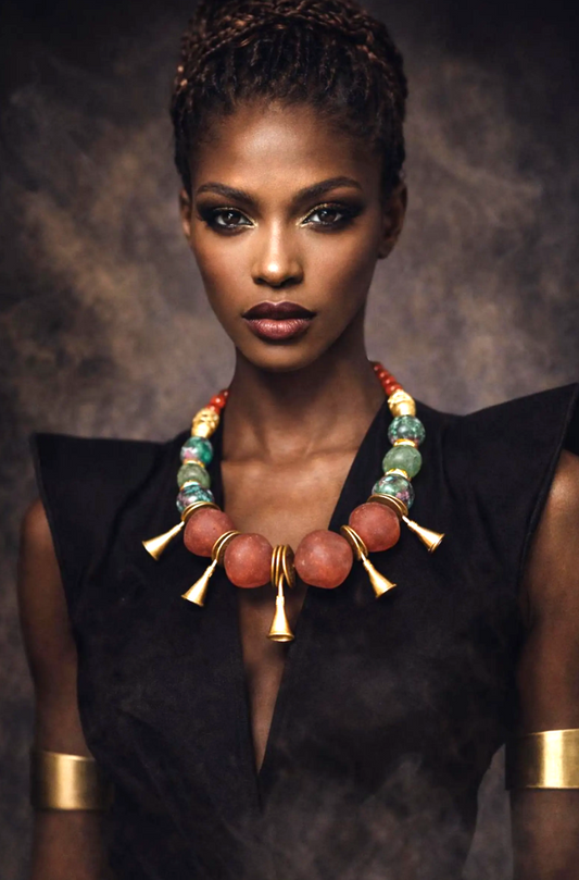 Artisan Tribal Necklace With African Recycled Glass Beads - Petite Women